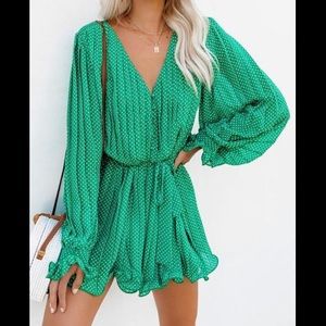 VICI | Green Polka Dot Pleated Romper